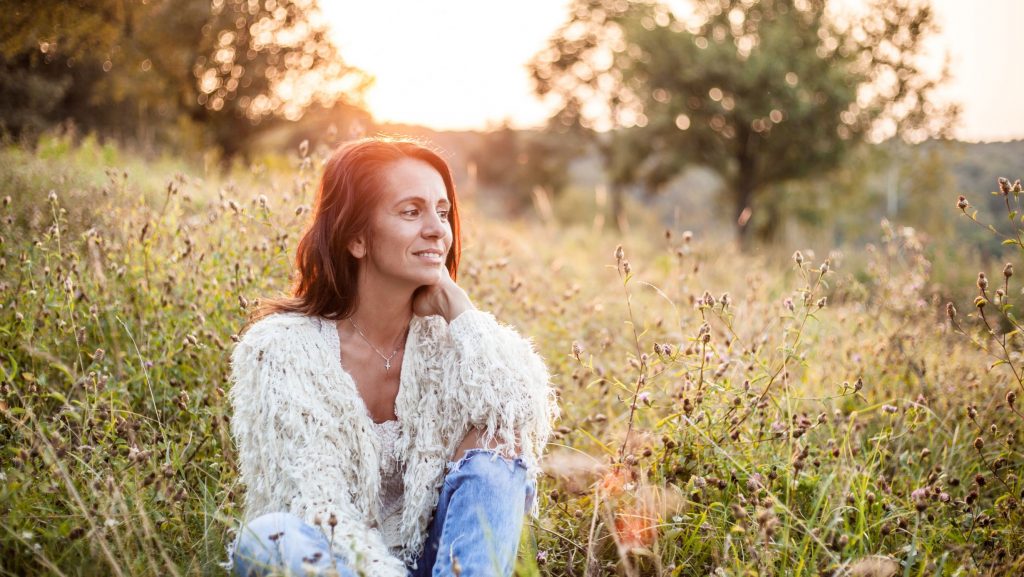 menopause woman in field